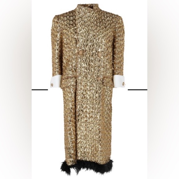 Gucci Ostrich Feather Coat 'Gold Black' - Picture 2 of 4